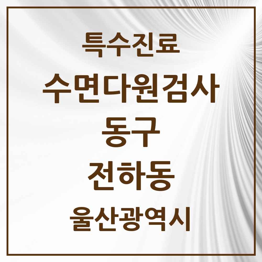 2025 울산광역시 동구 전하동 수면다원검사 실시기관 의원·병원 목록 1곳