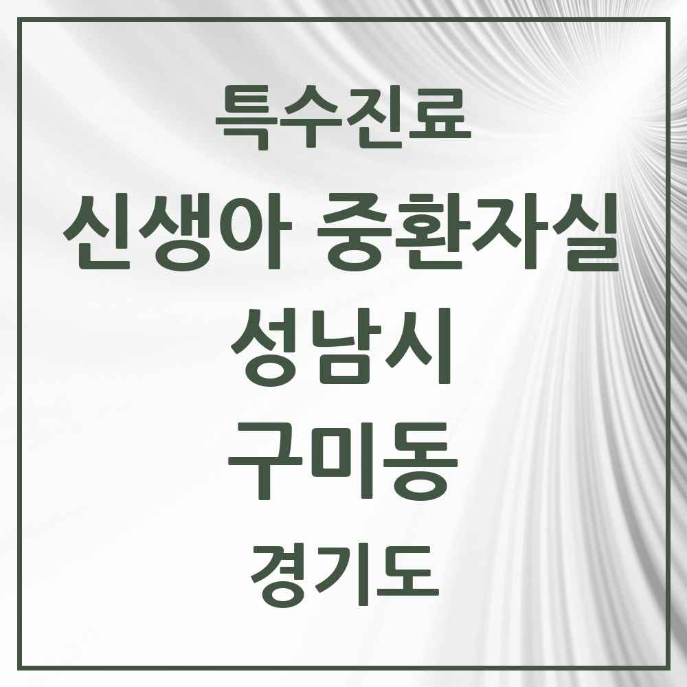 2025 경기도 성남시 구미동 신생아 중환자실 의원·병원 목록 1곳