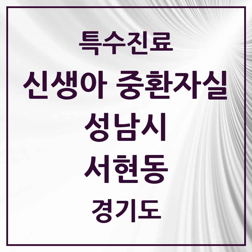 2025 경기도 성남시 서현동 신생아 중환자실 의원·병원 목록 1곳