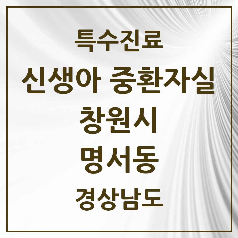 2025 경상남도 창원시 명서동 신생아 중환자실 의원·병원 목록 1곳