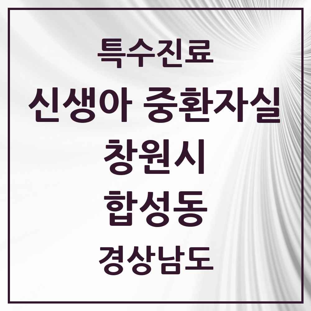 2025 경상남도 창원시 합성동 신생아 중환자실 의원·병원 목록 1곳
