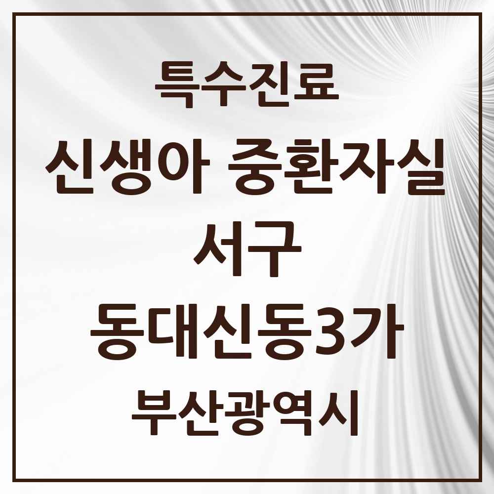 2025 부산광역시 서구 동대신동3가 신생아 중환자실 의원·병원 목록 1곳