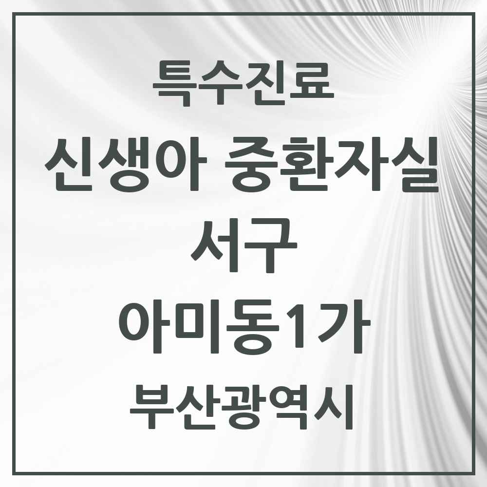 2025 부산광역시 서구 아미동1가 신생아 중환자실 의원·병원 목록 1곳