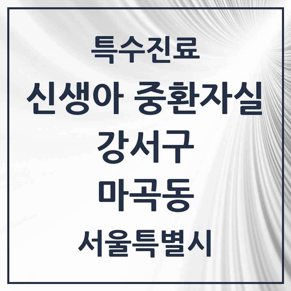 2025 서울특별시 강서구 마곡동 신생아 중환자실 의원·병원 목록 1곳