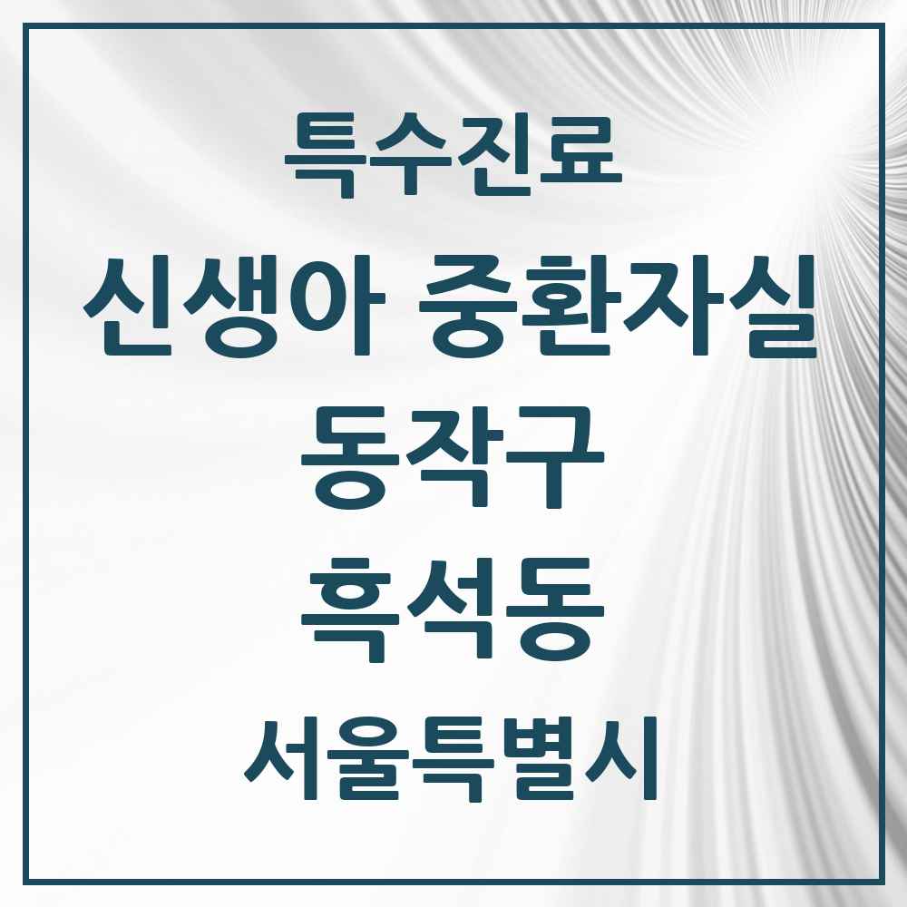 2025 서울특별시 동작구 흑석동 신생아 중환자실 의원·병원 목록 1곳