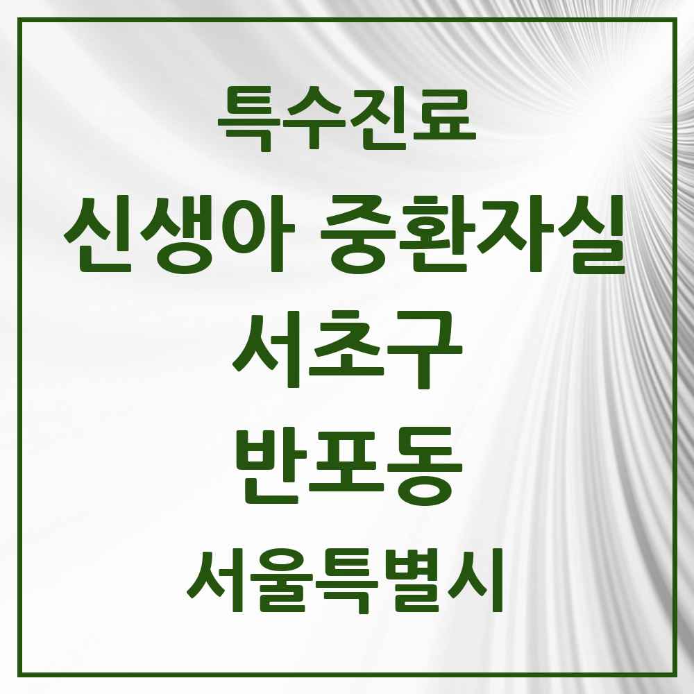 2025 서울특별시 서초구 반포동 신생아 중환자실 의원·병원 목록 1곳