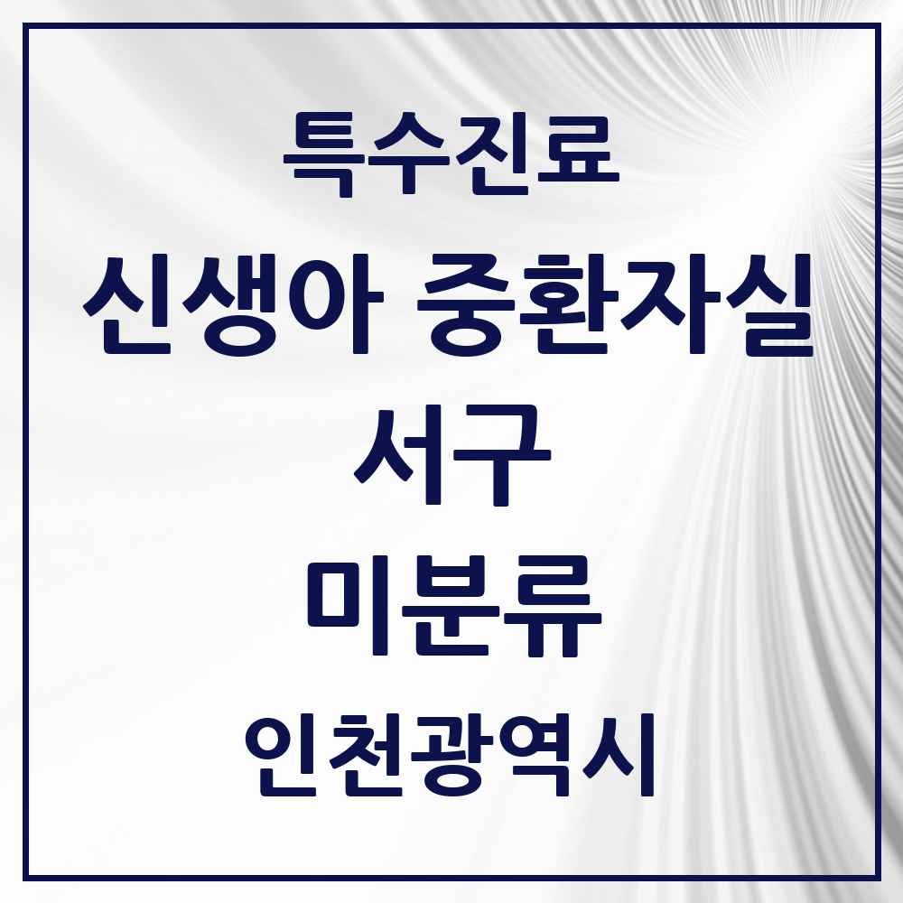 2025 인천광역시 서구 미분류 신생아 중환자실 의원·병원 목록 1곳