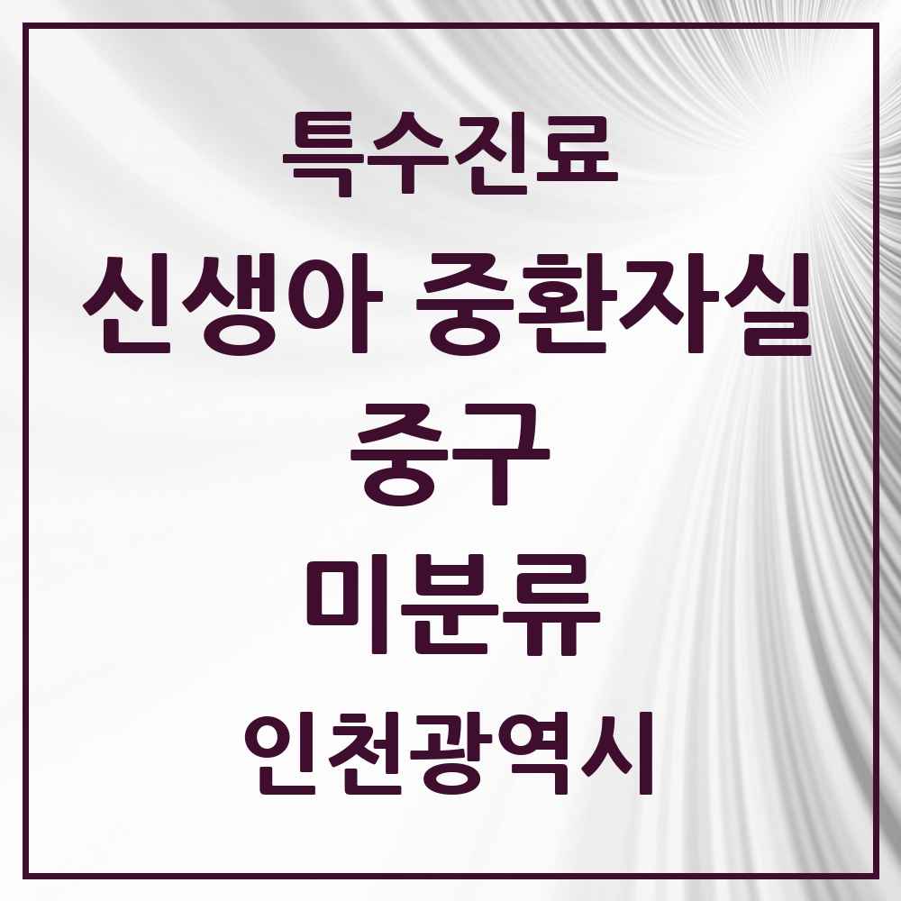 2025 인천광역시 중구 미분류 신생아 중환자실 의원·병원 목록 1곳