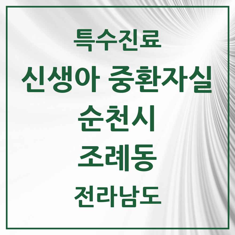 2025 전라남도 순천시 조례동 신생아 중환자실 의원·병원 목록 2곳