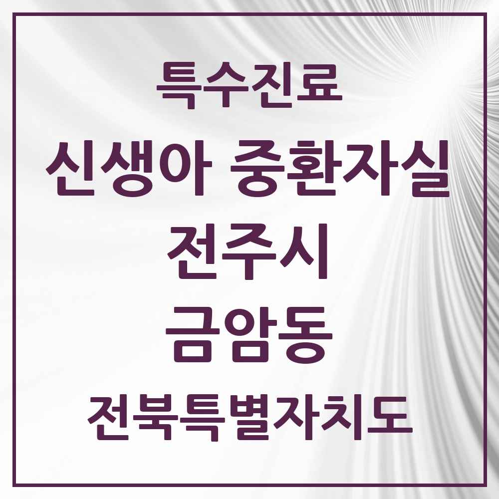 2025 전북특별자치도 전주시 금암동 신생아 중환자실 의원·병원 목록 1곳