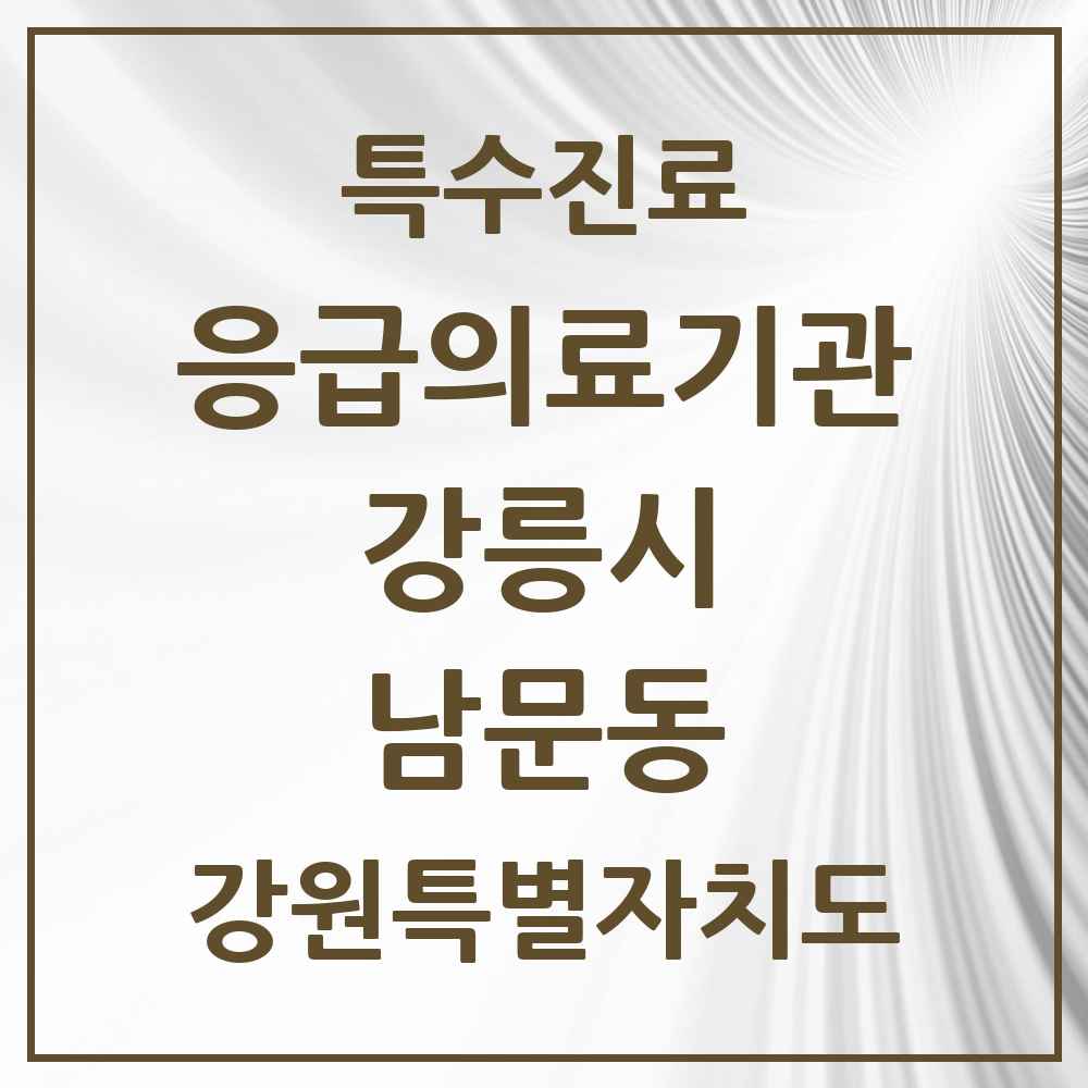 2025 강원특별자치도 강릉시 남문동 응급의료기관 의원·병원 목록 1곳