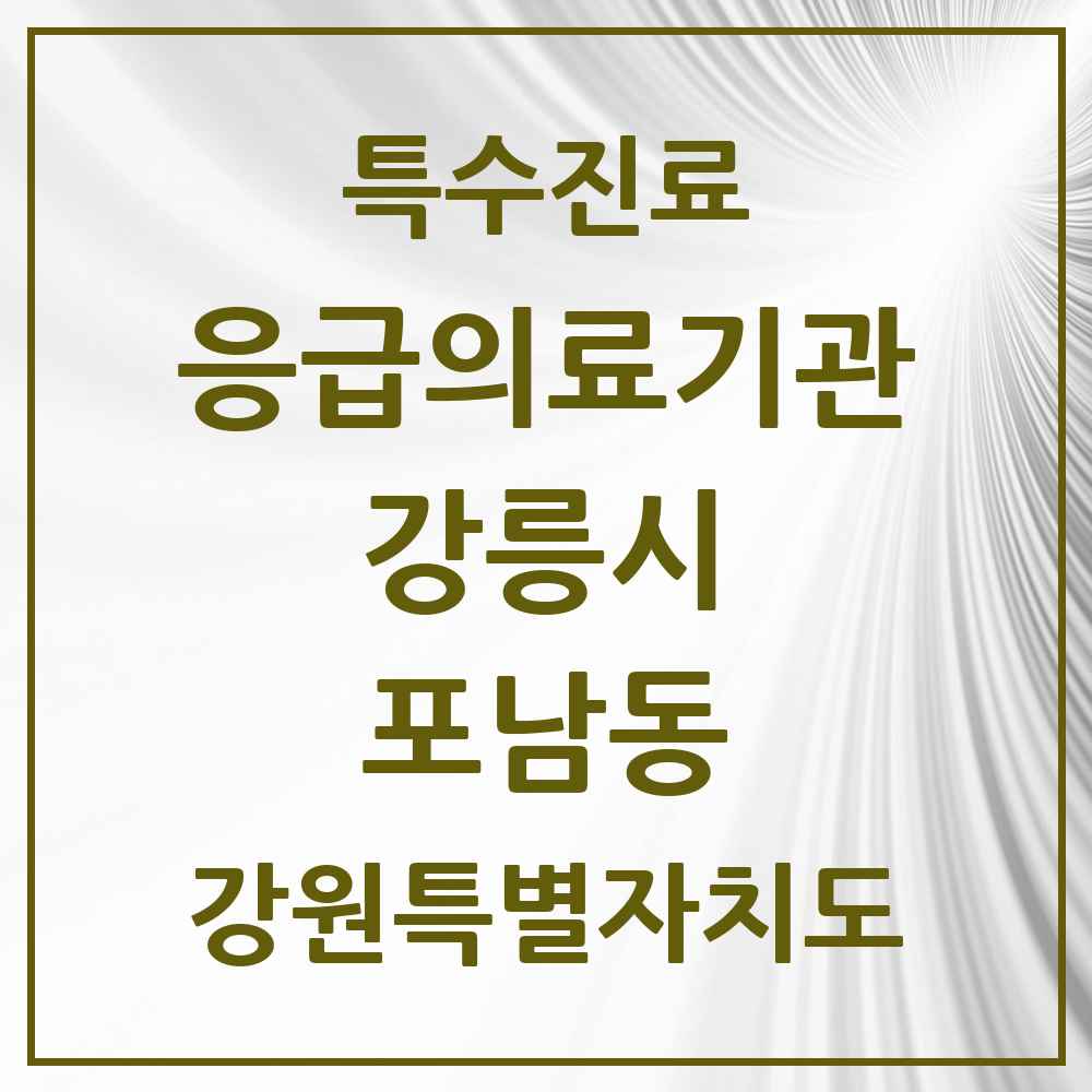 2025 강원특별자치도 강릉시 포남동 응급의료기관 의원·병원 목록 1곳