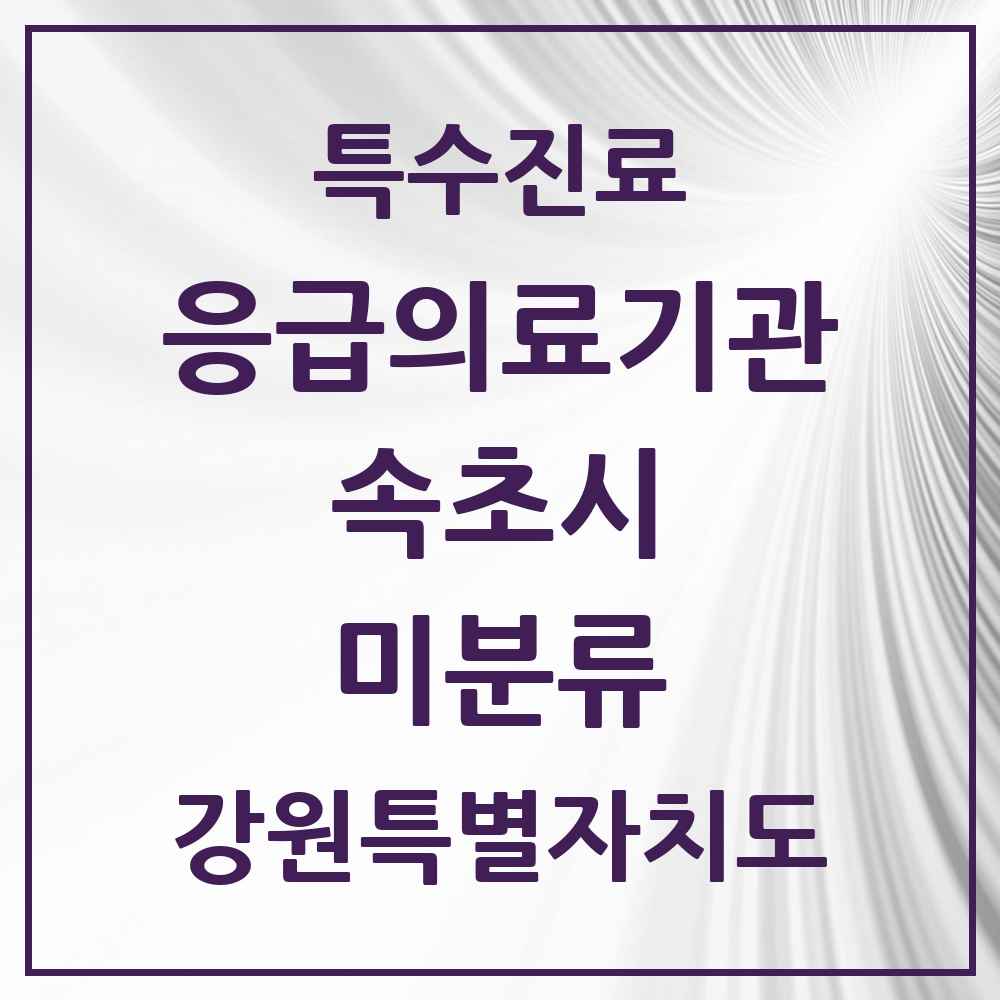 2025 강원특별자치도 속초시 미분류 응급의료기관 의원·병원 목록 1곳