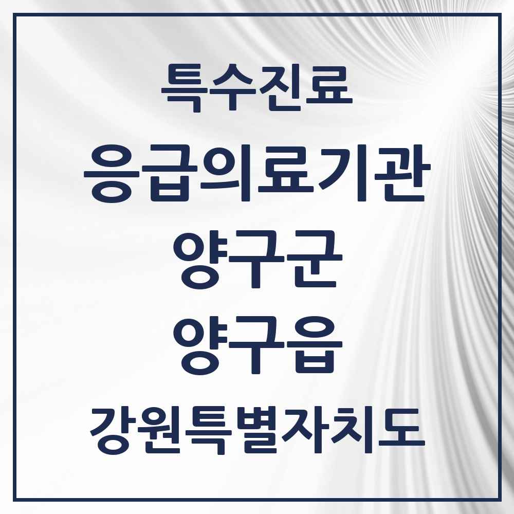 2025 강원특별자치도 양구군 양구읍 응급의료기관 의원·병원 목록 1곳
