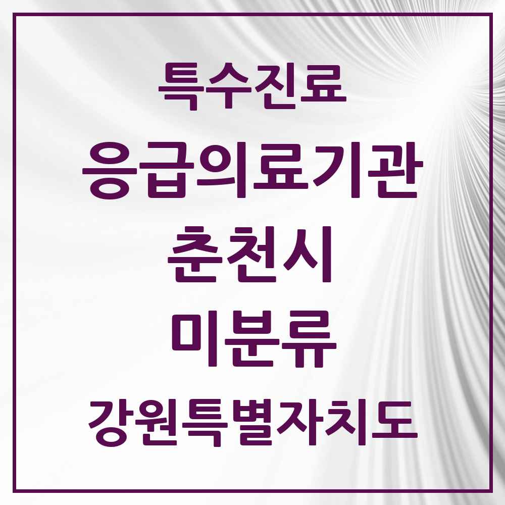 2025 강원특별자치도 춘천시 미분류 응급의료기관 의원·병원 목록 1곳