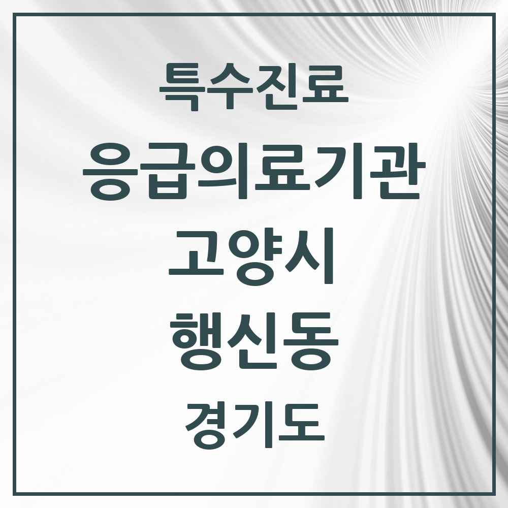 2025 경기도 고양시 행신동 응급의료기관 의원·병원 목록 1곳