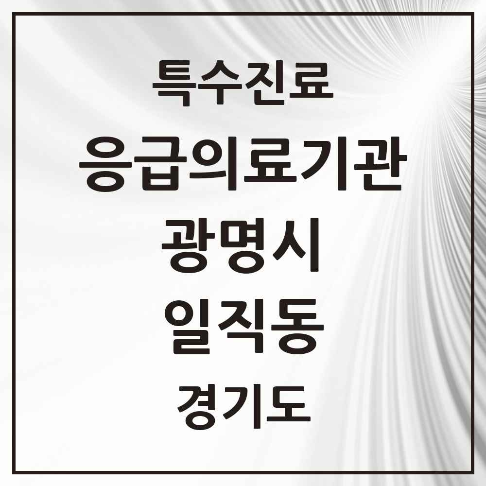 2025 경기도 광명시 일직동 응급의료기관 의원·병원 목록 1곳