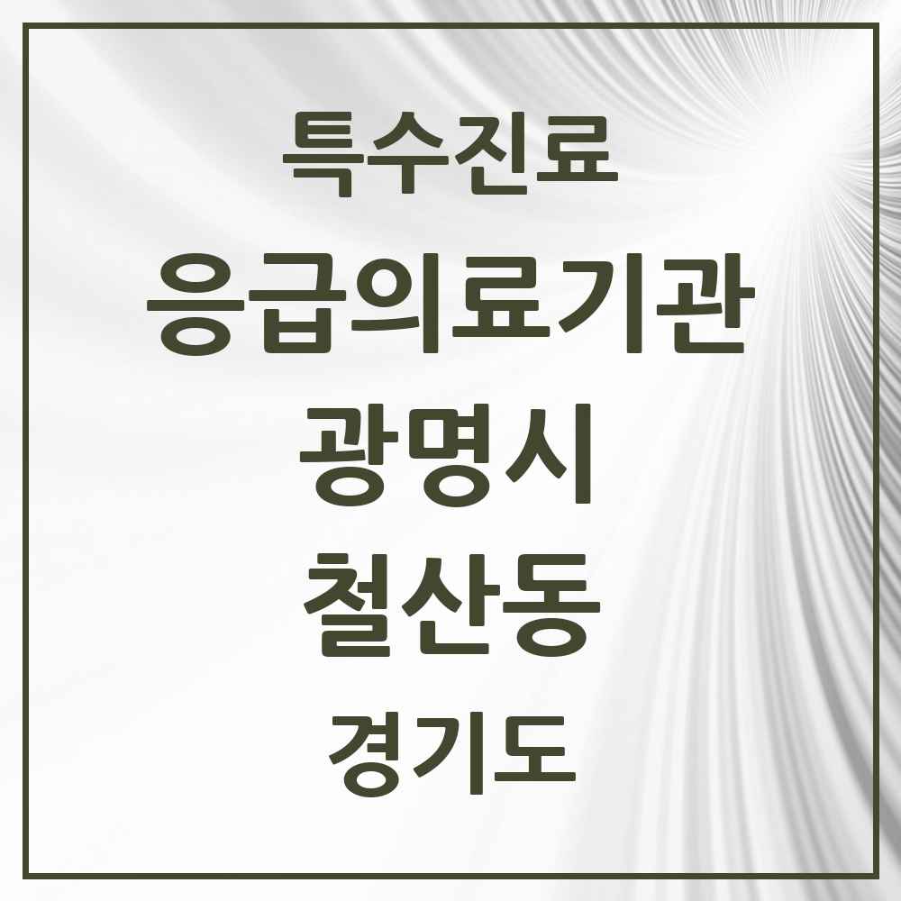 2025 경기도 광명시 철산동 응급의료기관 의원·병원 목록 1곳