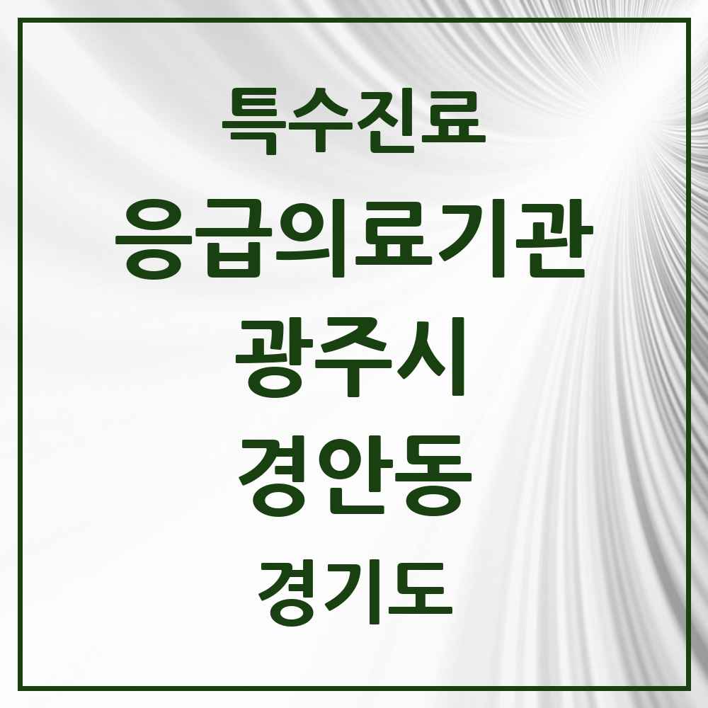 2025 경기도 광주시 경안동 응급의료기관 의원·병원 목록 1곳