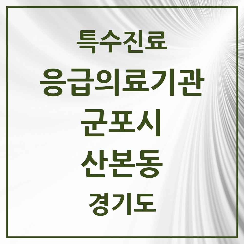 2025 경기도 군포시 산본동 응급의료기관 의원·병원 목록 1곳