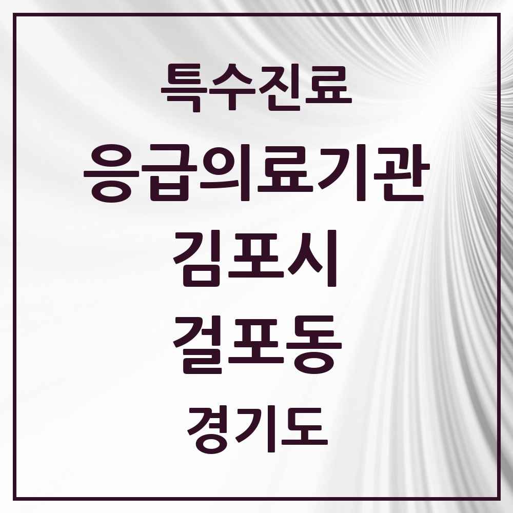 2025 경기도 김포시 걸포동 응급의료기관 의원·병원 목록 1곳