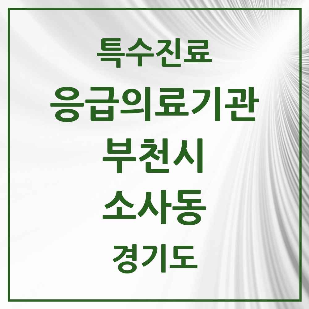 2025 경기도 부천시 소사동 응급의료기관 의원·병원 목록 1곳