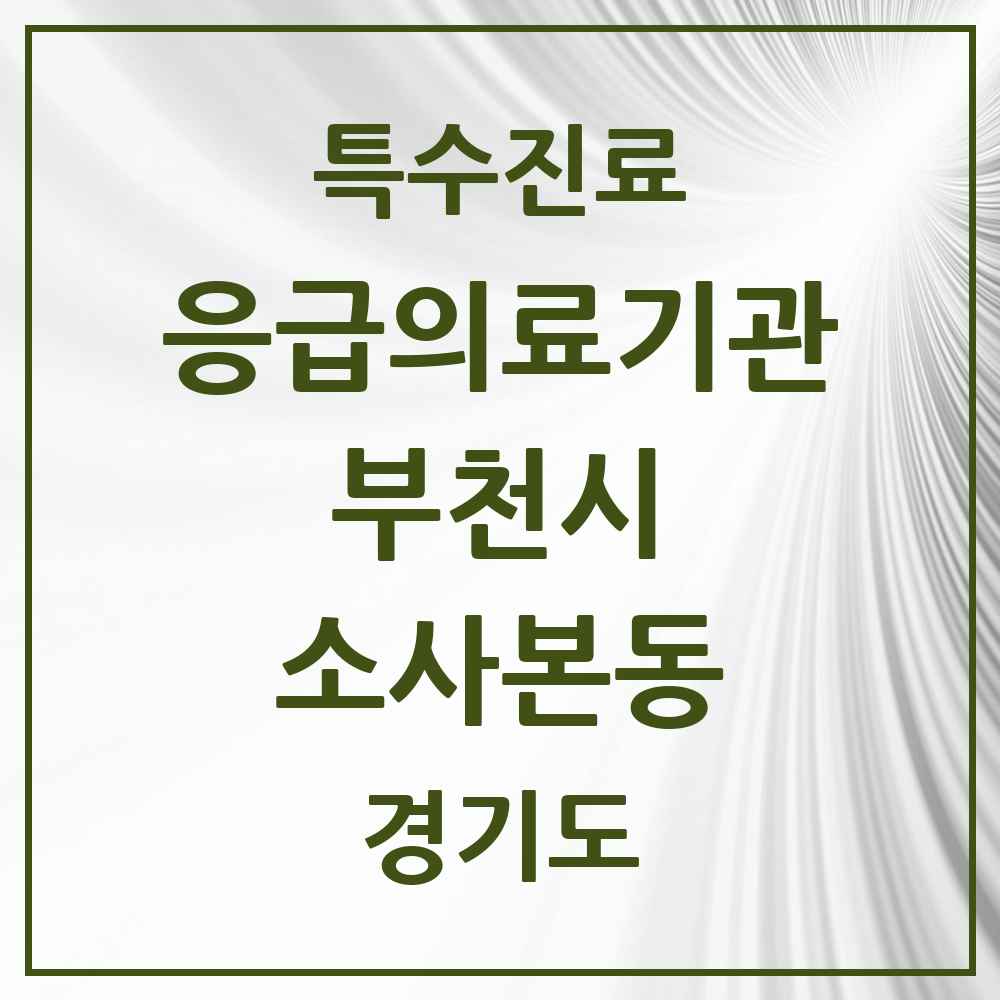 2025 경기도 부천시 소사본동 응급의료기관 의원·병원 목록 1곳