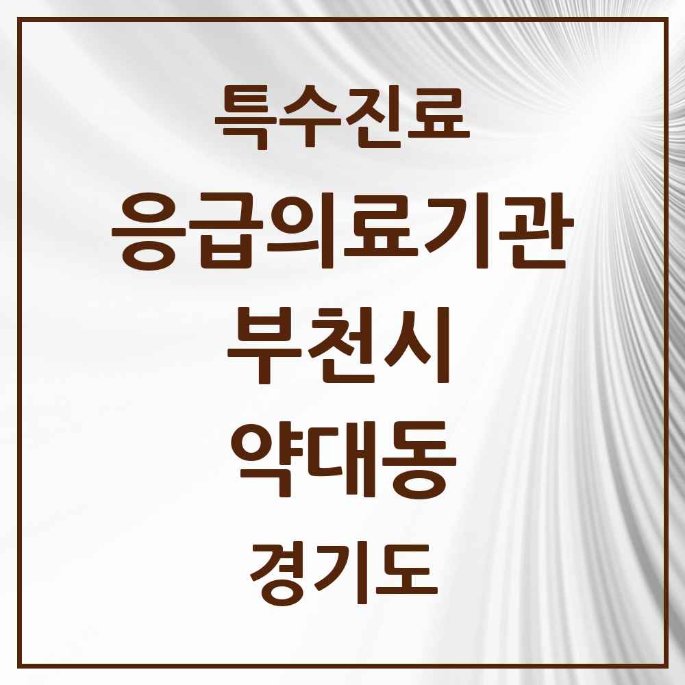 2025 경기도 부천시 약대동 응급의료기관 의원·병원 목록 1곳