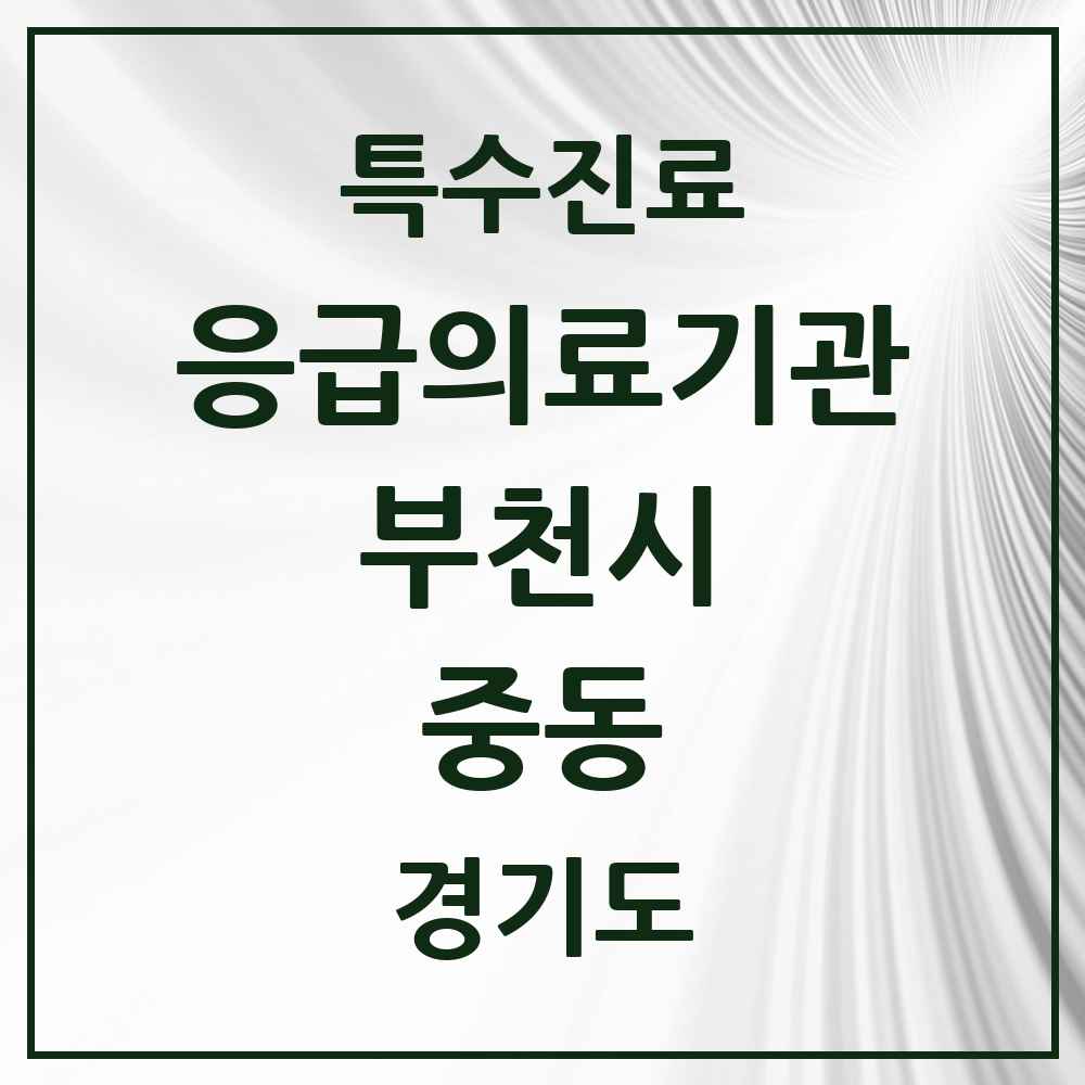 2025 경기도 부천시 중동 응급의료기관 의원·병원 목록 1곳