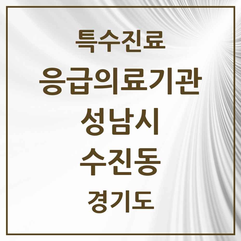 2025 경기도 성남시 수진동 응급의료기관 의원·병원 목록 1곳