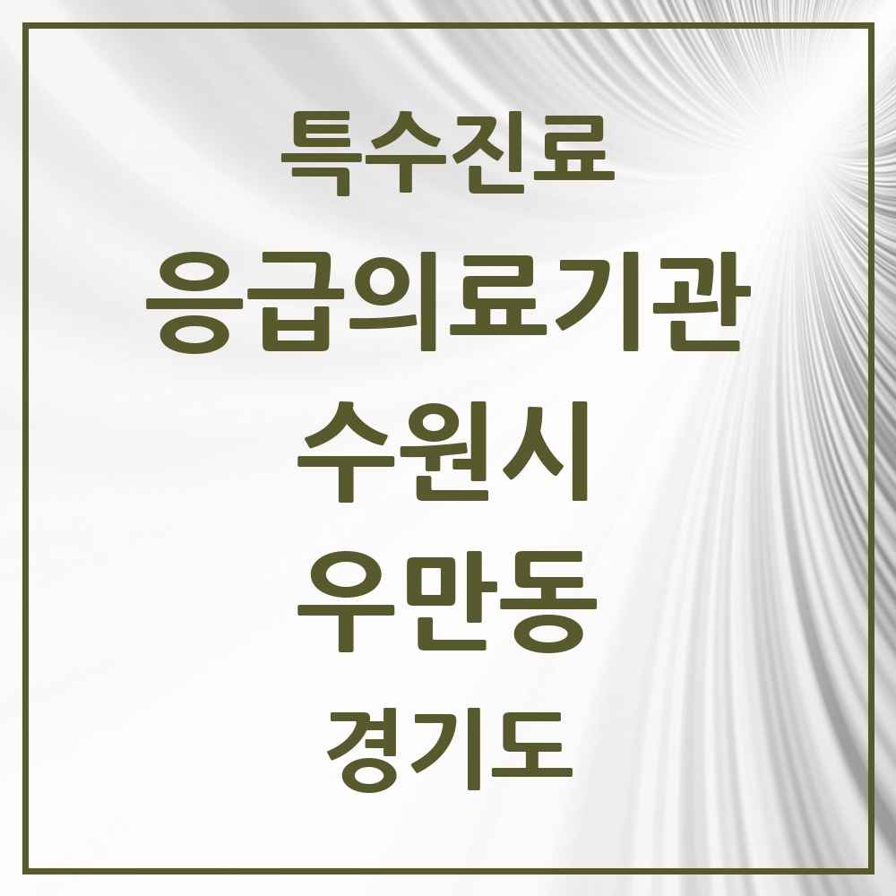 2025 경기도 수원시 우만동 응급의료기관 의원·병원 목록 1곳
