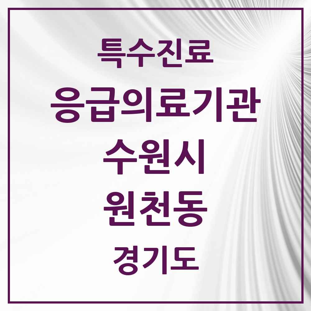 2025 경기도 수원시 원천동 응급의료기관 의원·병원 목록 1곳