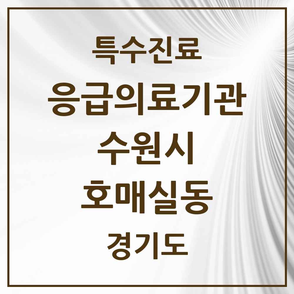 2025 경기도 수원시 호매실동 응급의료기관 의원·병원 목록 1곳