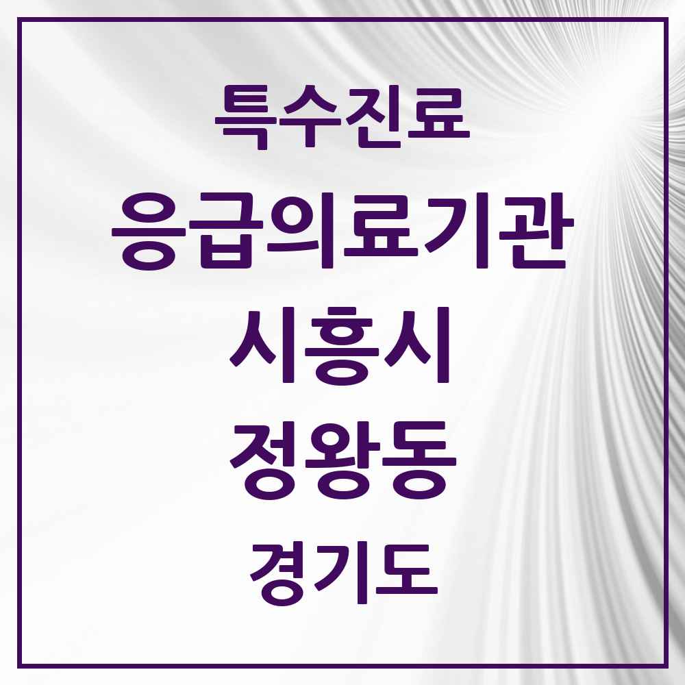 2025 경기도 시흥시 정왕동 응급의료기관 의원·병원 목록 2곳