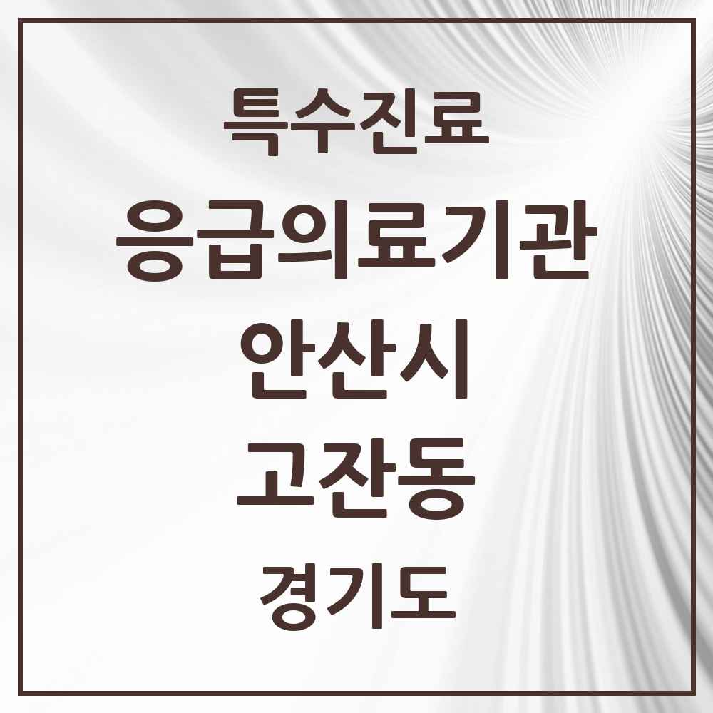 2025 경기도 안산시 고잔동 응급의료기관 의원·병원 목록 1곳