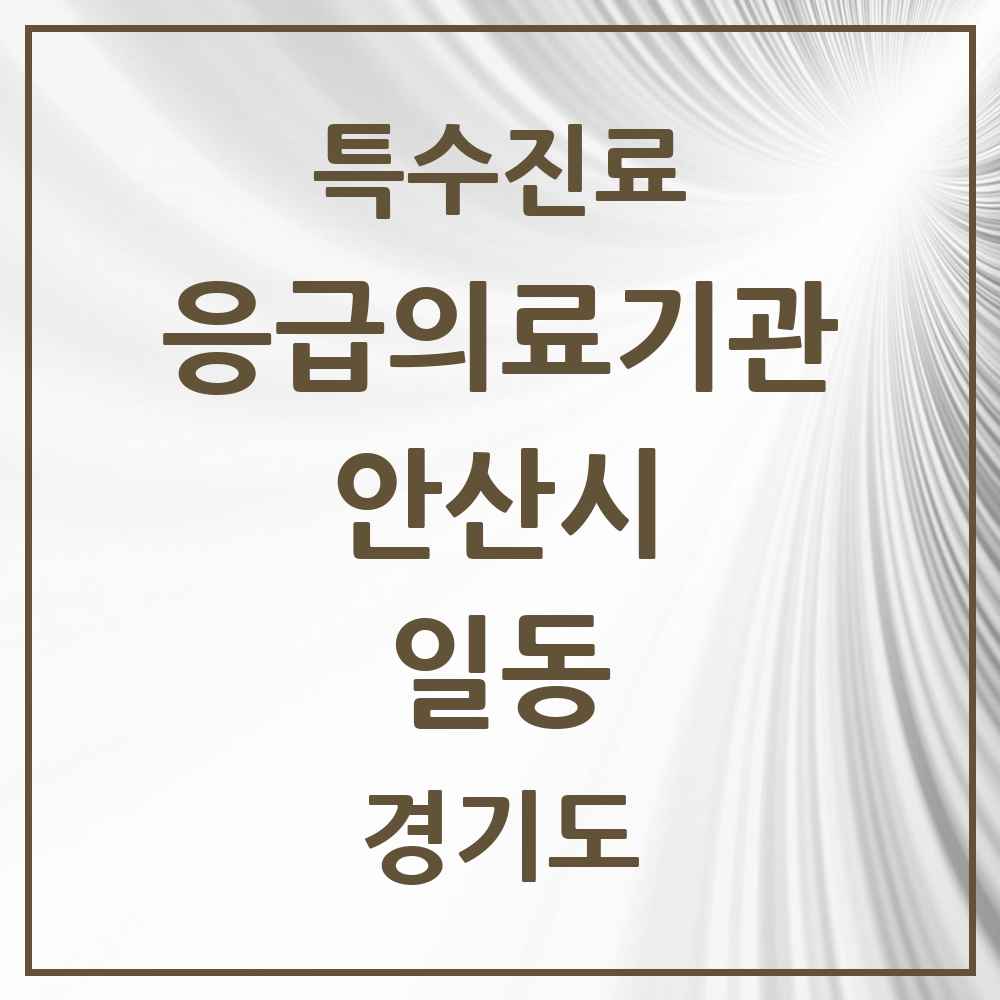 2025 경기도 안산시 일동 응급의료기관 의원·병원 목록 1곳