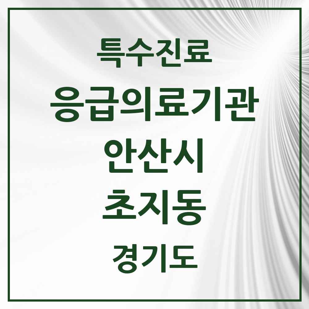 2025 경기도 안산시 초지동 응급의료기관 의원·병원 목록 1곳