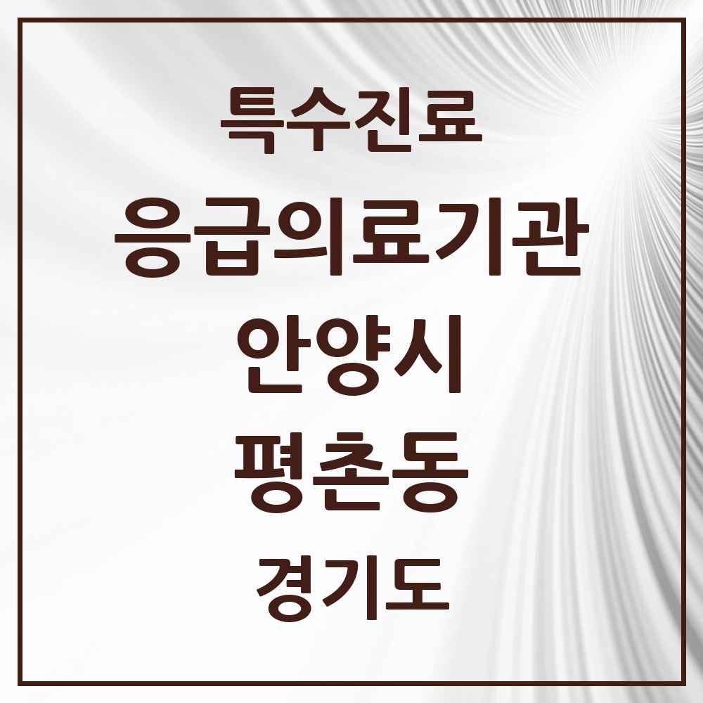 2025 경기도 안양시 평촌동 응급의료기관 의원·병원 목록 1곳