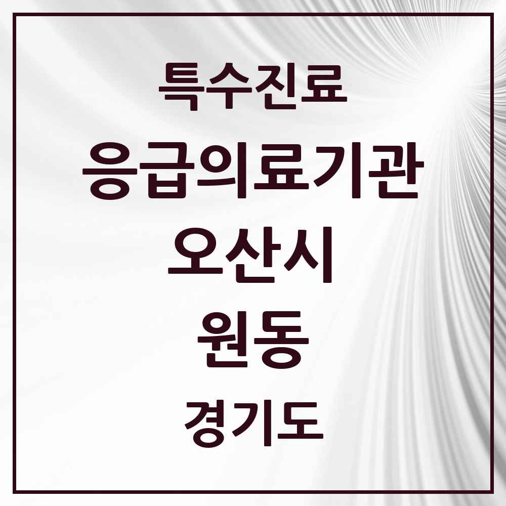 2025 경기도 오산시 원동 응급의료기관 의원·병원 목록 1곳