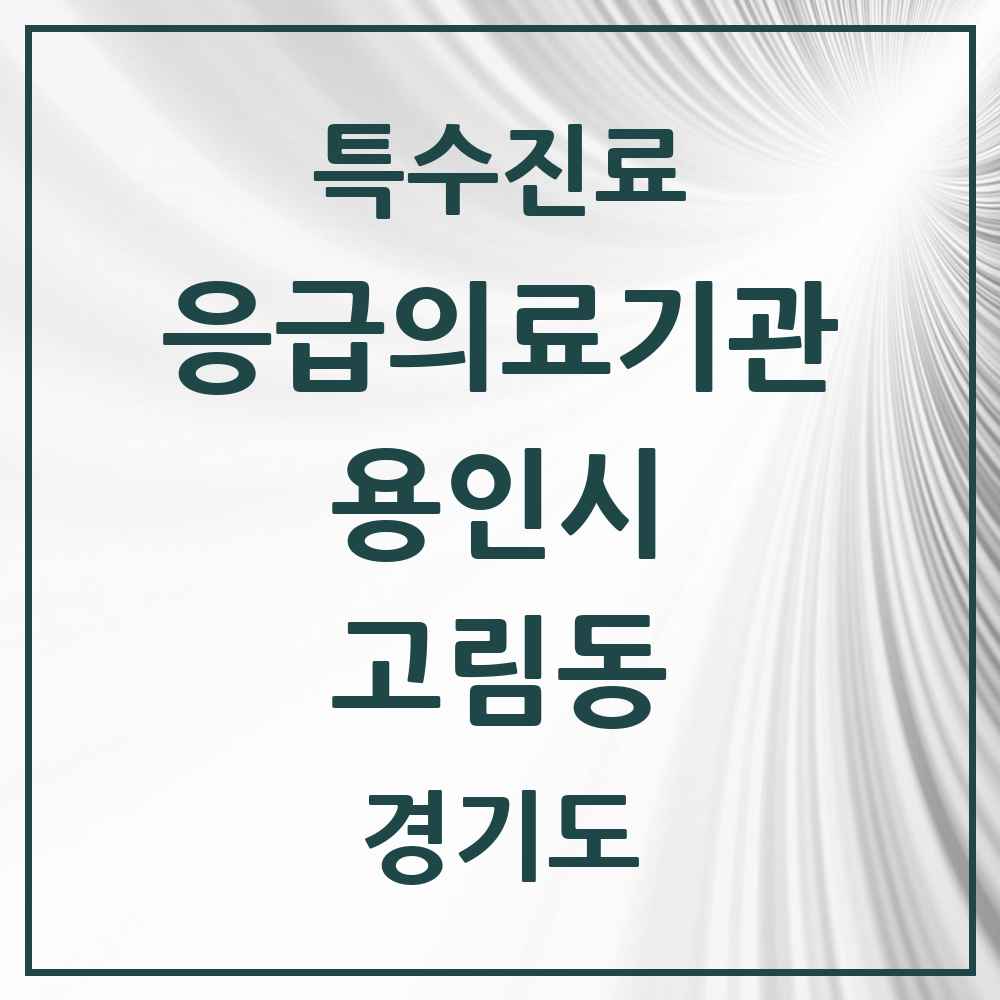 2025 경기도 용인시 고림동 응급의료기관 의원·병원 목록 1곳