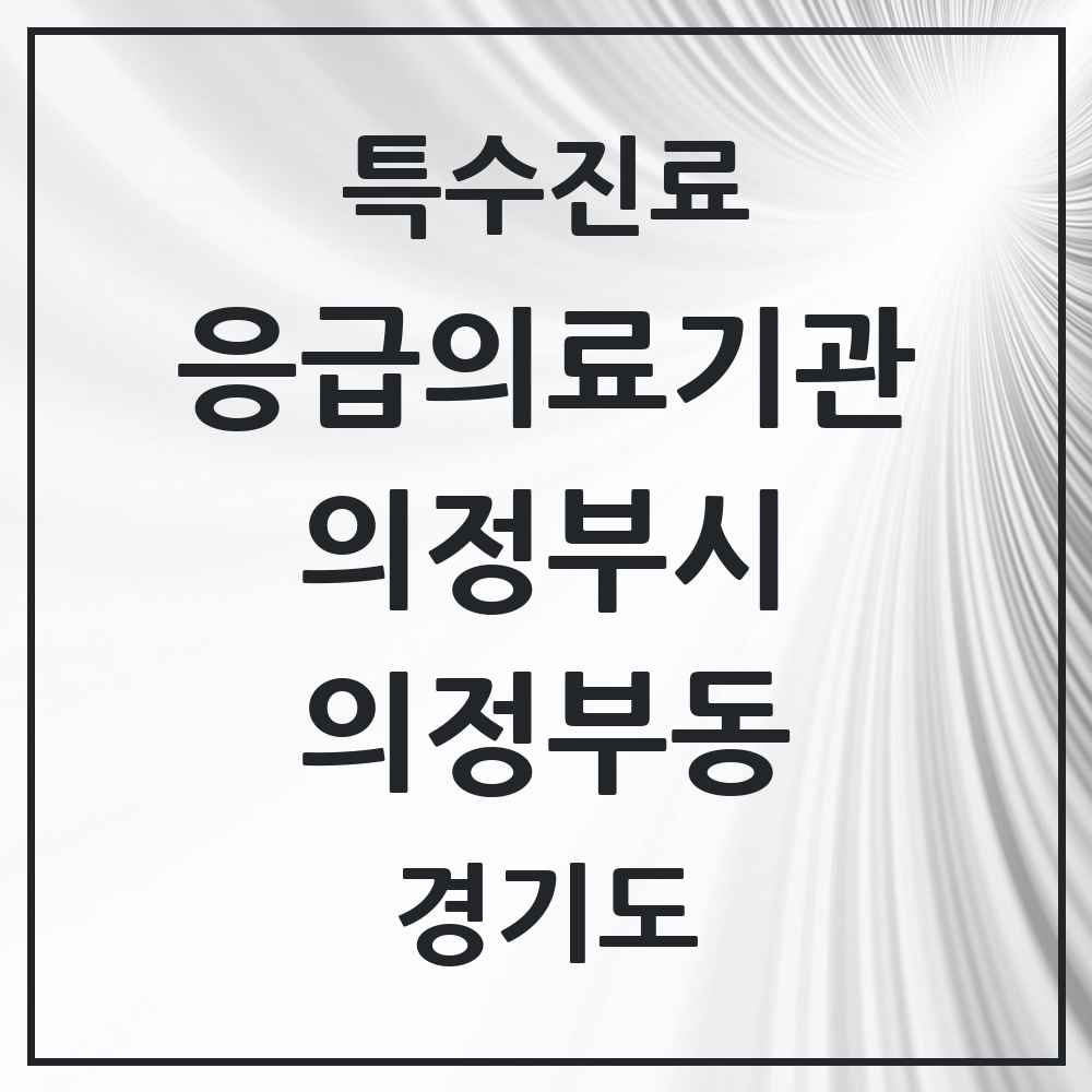 2025 경기도 의정부시 의정부동 응급의료기관 의원·병원 목록 2곳