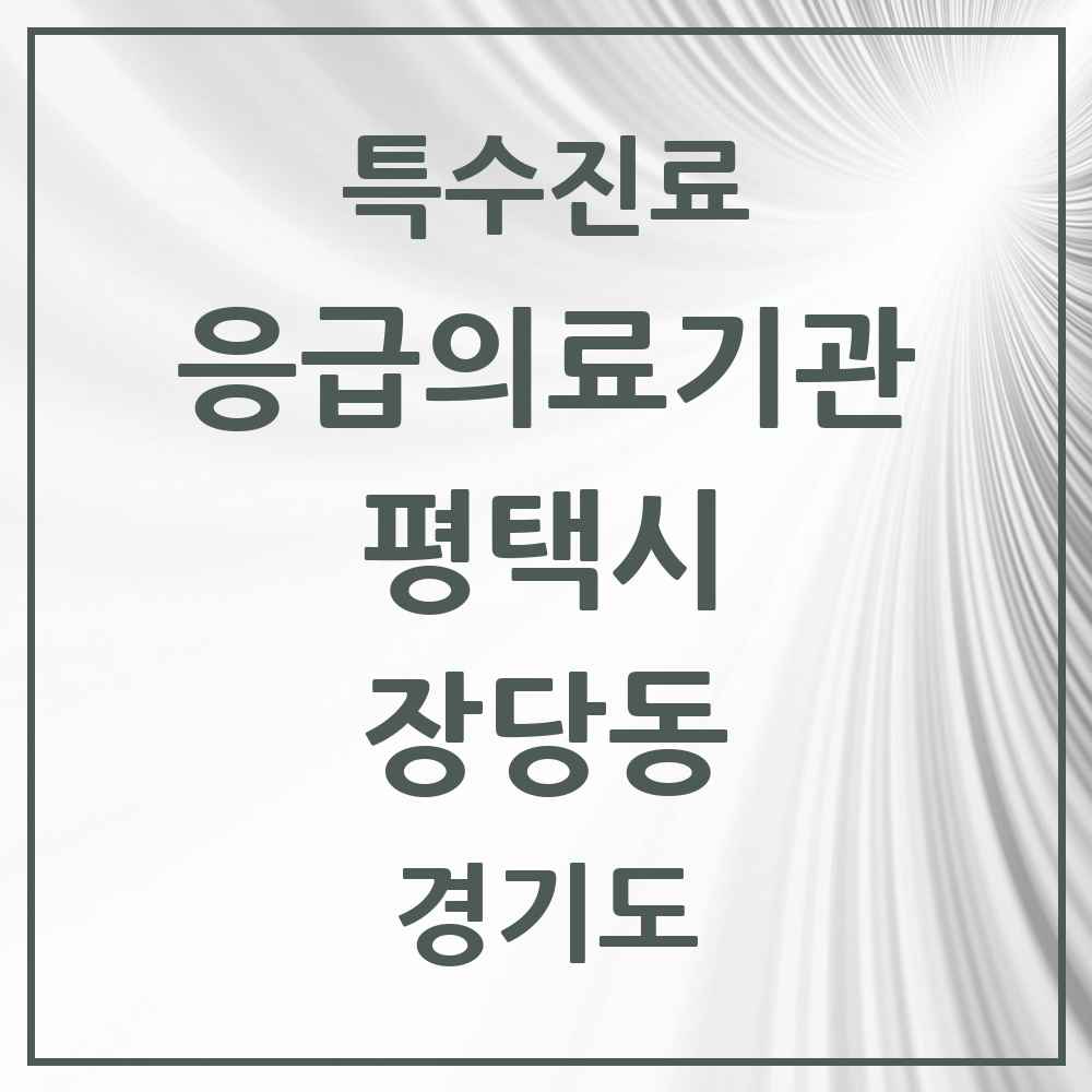 2025 경기도 평택시 장당동 응급의료기관 의원·병원 목록 1곳