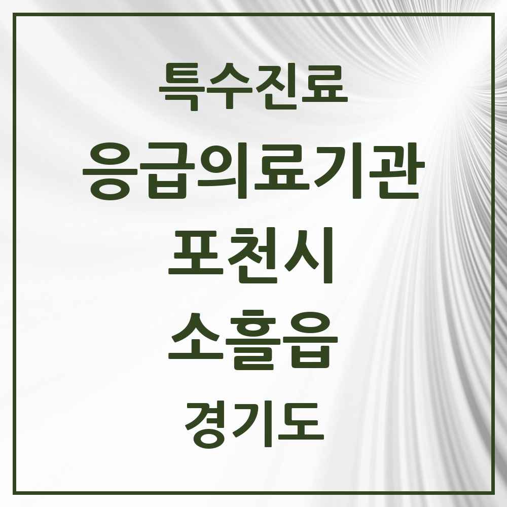 2025 경기도 포천시 소흘읍 응급의료기관 의원·병원 목록 1곳