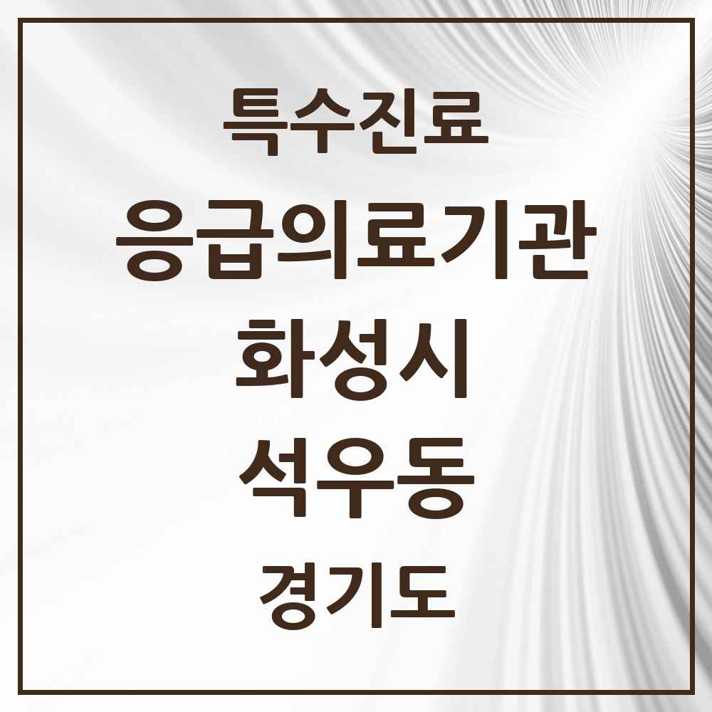 2025 경기도 화성시 석우동 응급의료기관 의원·병원 목록 1곳