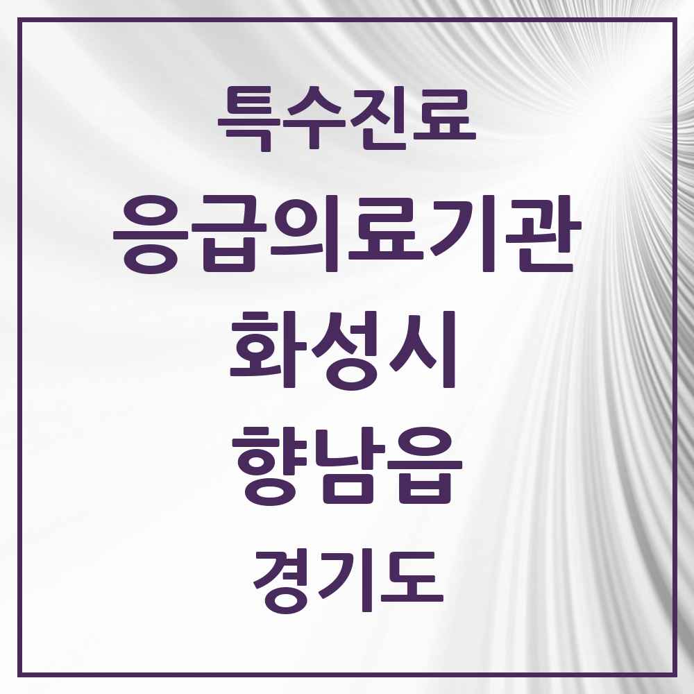 2025 경기도 화성시 향남읍 응급의료기관 의원·병원 목록 1곳