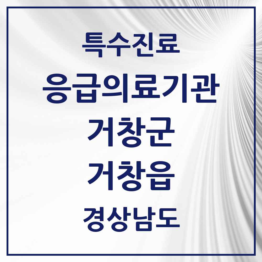 2025 경상남도 거창군 거창읍 응급의료기관 의원·병원 목록 1곳