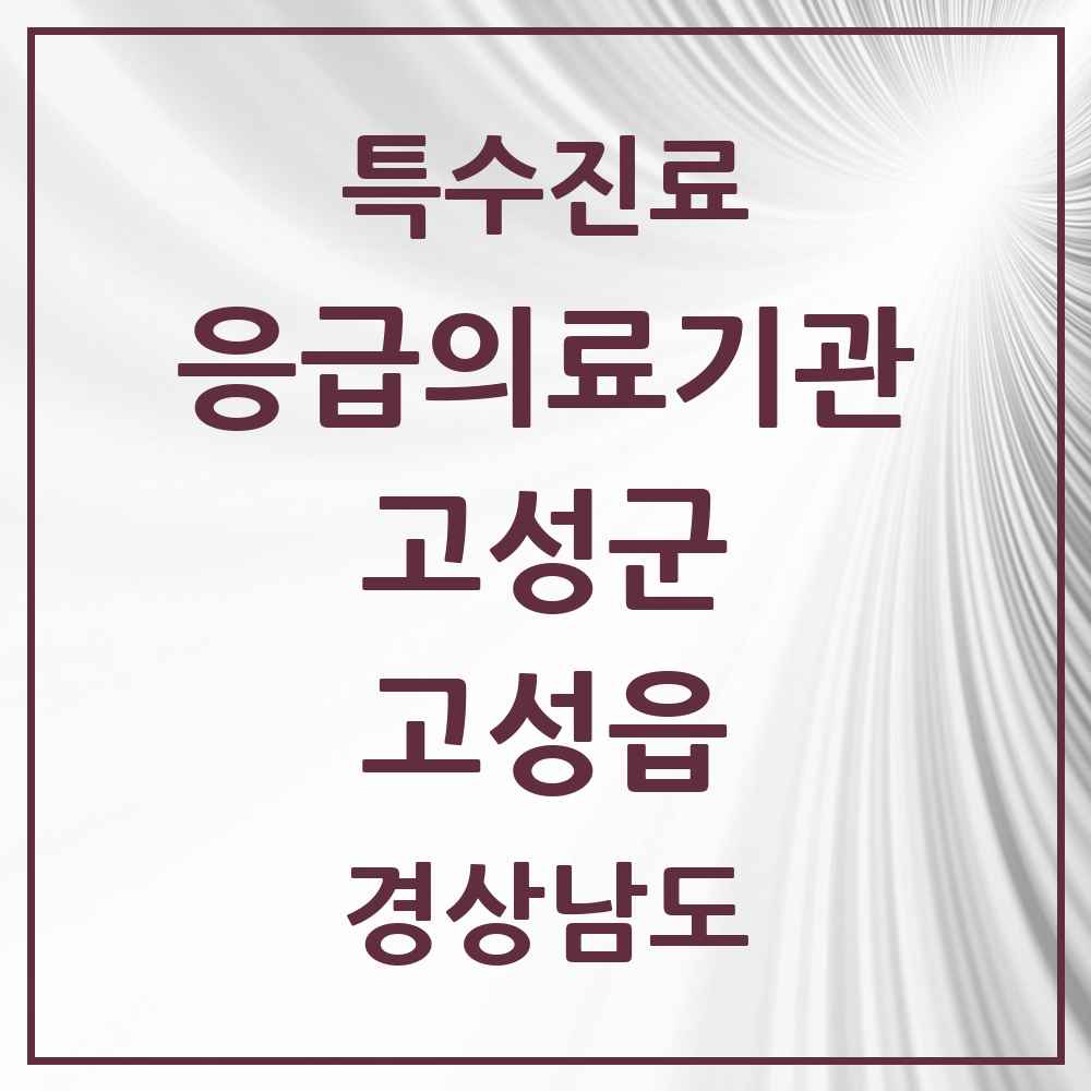 2025 경상남도 고성군 고성읍 응급의료기관 의원·병원 목록 1곳