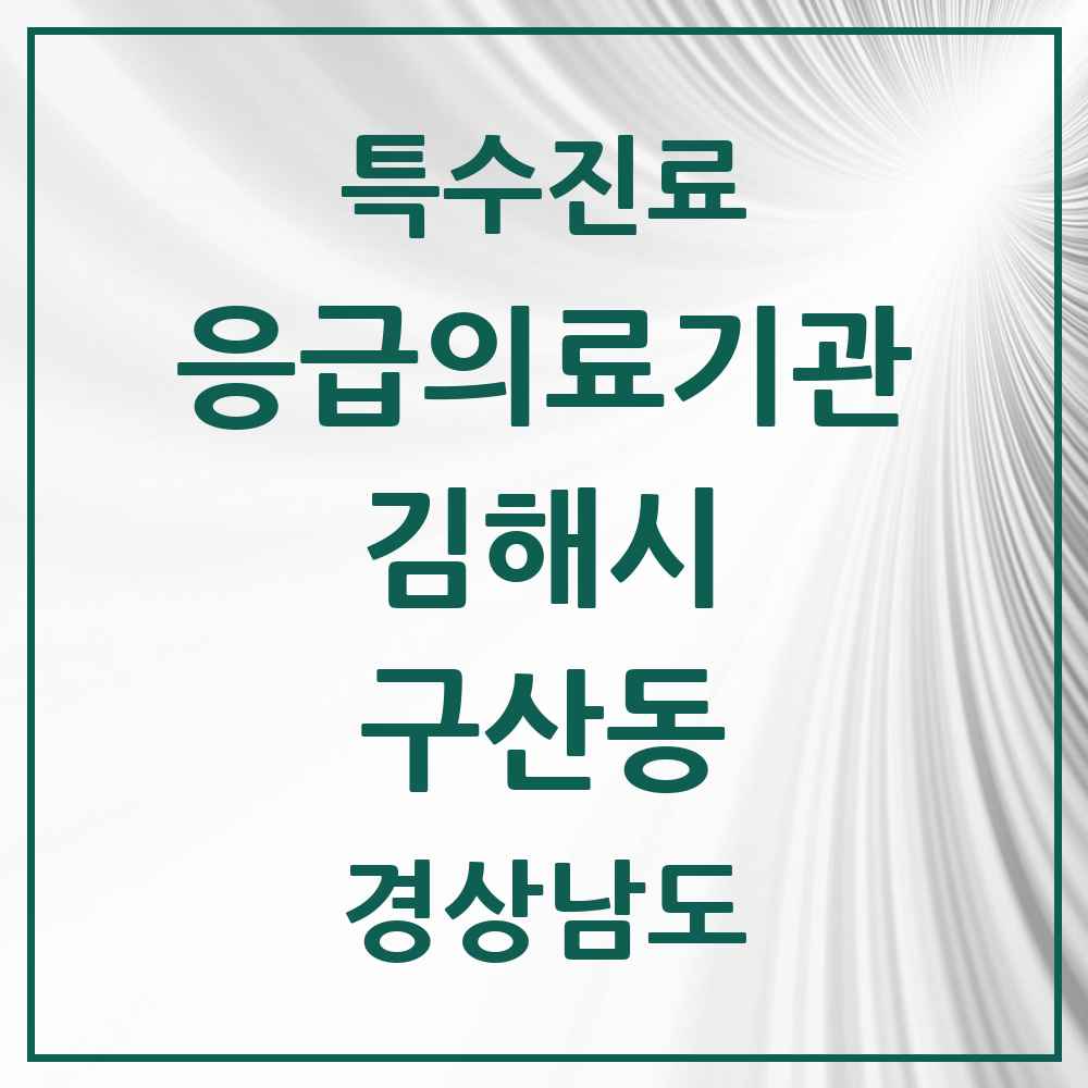 2025 경상남도 김해시 구산동 응급의료기관 의원·병원 목록 1곳