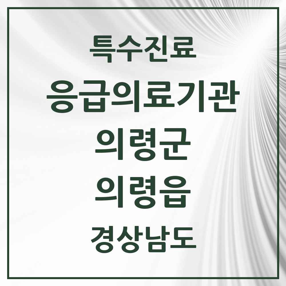 2025 경상남도 의령군 의령읍 응급의료기관 의원·병원 목록 1곳