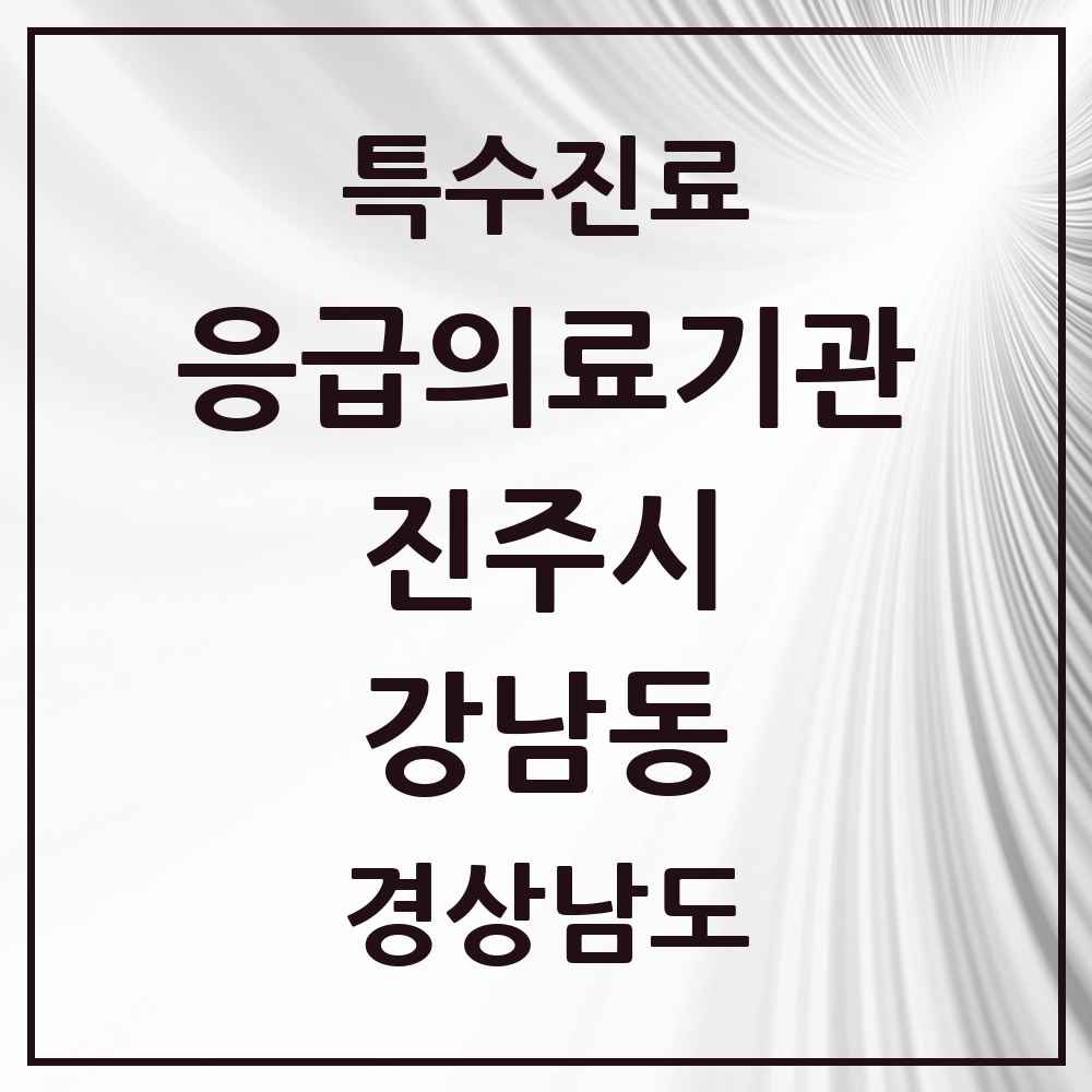 2025 경상남도 진주시 강남동 응급의료기관 의원·병원 목록 1곳